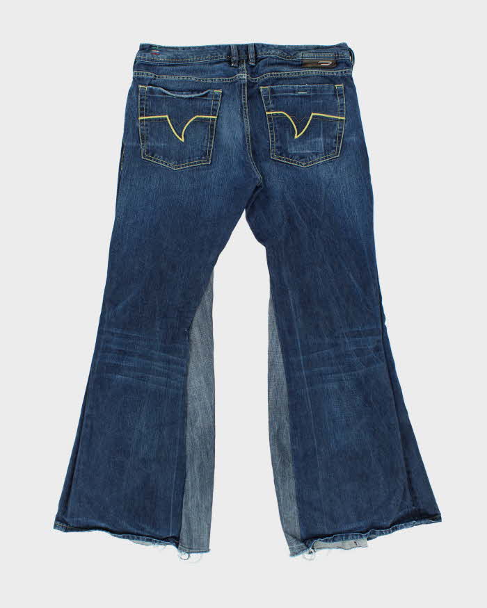 Vintage Y2K 00s Diesel Low-Rise 'Zathan' Customised Flared Denim Bell Bottom Jeans - W36 L32