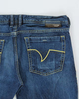 Vintage Y2K 00s Diesel Low-Rise 'Zathan' Customised Flared Denim Bell Bottom Jeans - W36 L32