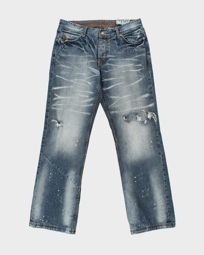 Vintage Y2k 2000s Armani Exchange Distressed Relaxed Fit Jeans - W34 L33