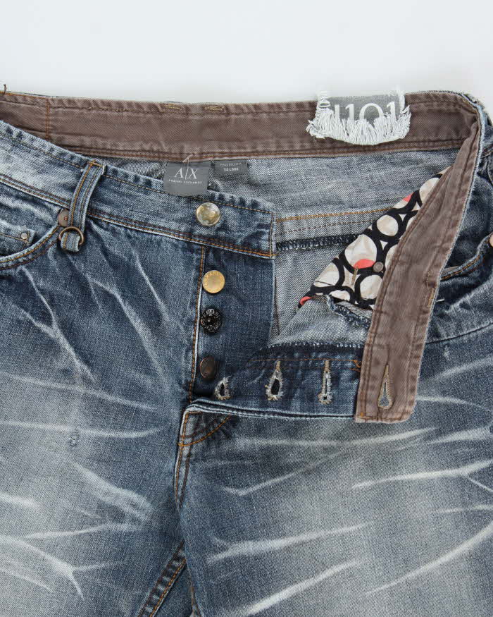 Vintage Y2k 2000s Armani Exchange Distressed Relaxed Fit Jeans - W34 L33