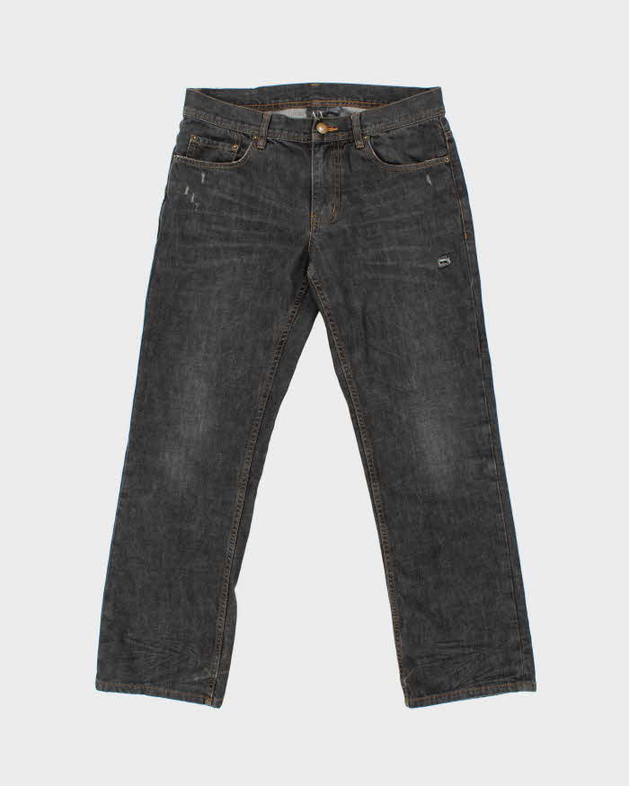 Vintage Y2K 00s Armani Exchange Mid-Rise Distressed Stone Wash Denim Bootcut Jeans - W33 L30