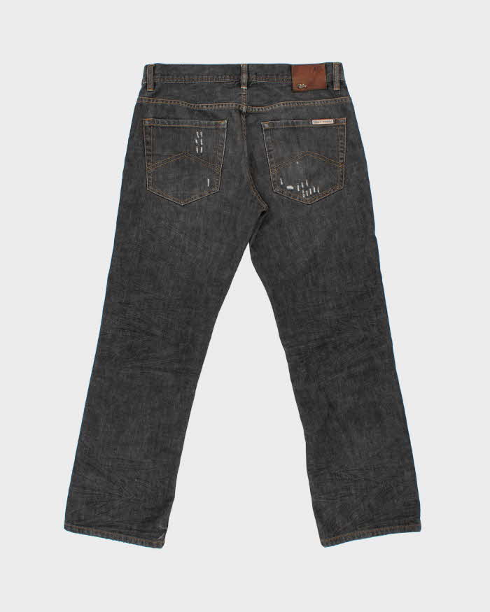 Vintage Y2K 00s Armani Exchange Mid-Rise Distressed Stone Wash Denim Bootcut Jeans - W33 L30