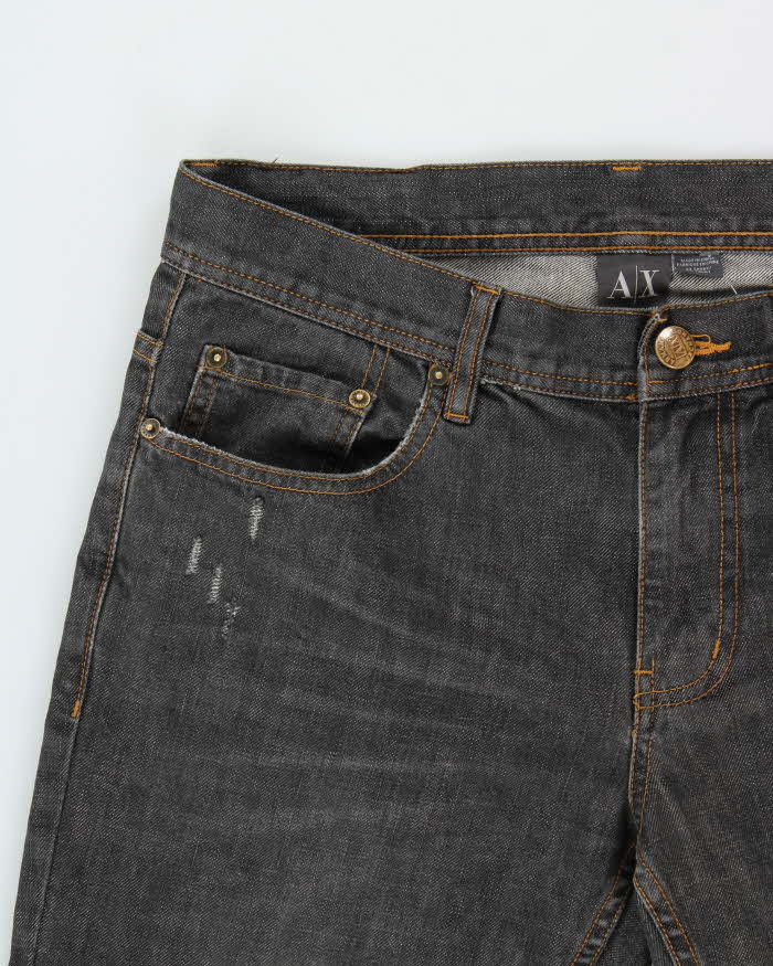 Vintage Y2K 00s Armani Exchange Mid-Rise Distressed Stone Wash Denim Bootcut Jeans - W33 L30