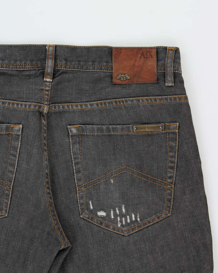 Vintage Y2K 00s Armani Exchange Mid-Rise Distressed Stone Wash Denim Bootcut Jeans - W33 L30