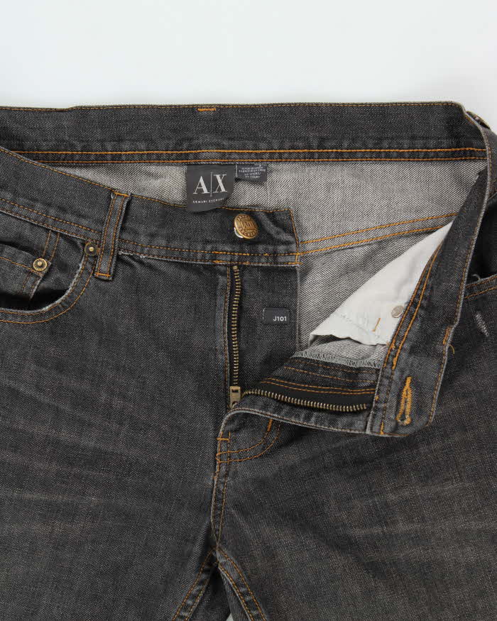 Vintage Y2K 00s Armani Exchange Mid-Rise Distressed Stone Wash Denim Bootcut Jeans - W33 L30