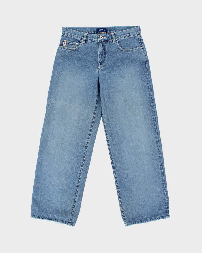 Vintage 1990s Guess Mid-Rise Light Wash Denim Wide Leg Jeans - W32 L30
