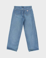 Vintage 1990s Guess Mid-Rise Light Wash Denim Wide Leg Jeans - W32 L30