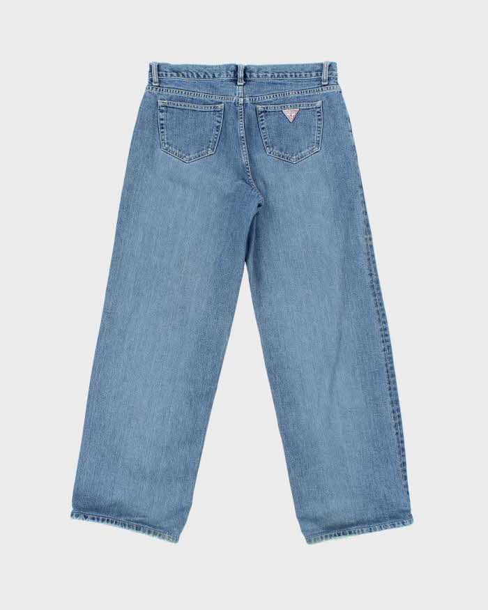 Vintage 1990s Guess Mid-Rise Light Wash Denim Wide Leg Jeans - W32 L30