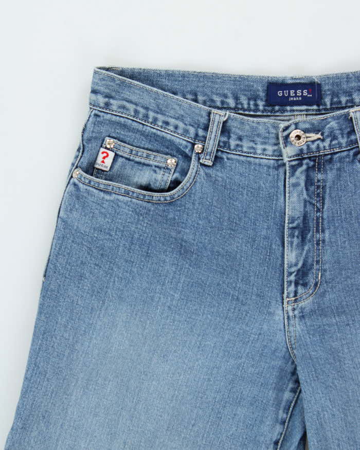 Vintage 1990s Guess Mid-Rise Light Wash Denim Wide Leg Jeans - W32 L30