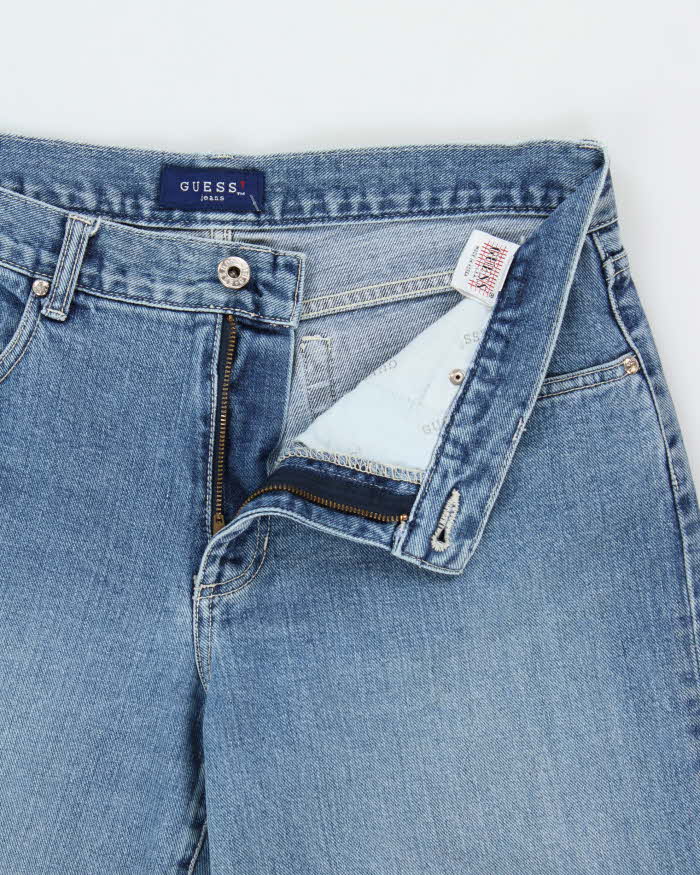 Vintage 1990s Guess Mid-Rise Light Wash Denim Wide Leg Jeans - W32 L30