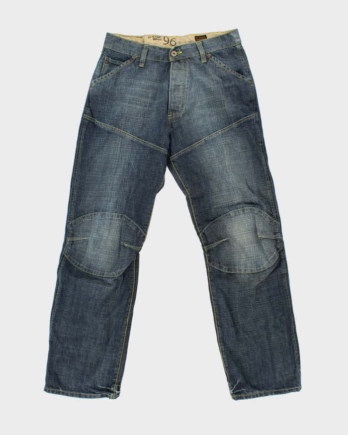 Vintage G-Star Raw 'Elwood Heritage Loose' Mid Rise Indigo Stone Wash Buckle Back Relaxed Straight Leg Jeans - W34 L32