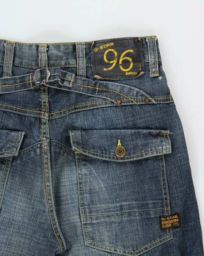 Vintage G-Star Raw 'Elwood Heritage Loose' Mid Rise Indigo Stone Wash Buckle Back Relaxed Straight Leg Jeans - W34 L32