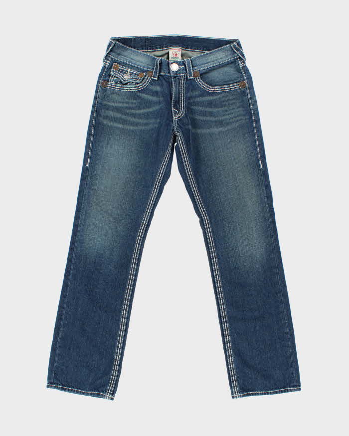 Vintage Y2K 00s True Religion Mid Rise 'Ricky' Made In USA Flap Pocket Relaxed Straight Leg Jeans - W32 L34