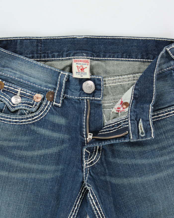 Vintage Y2K 00s True Religion Mid Rise 'Ricky' Made In USA Flap Pocket Relaxed Straight Leg Jeans - W32 L34