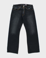 Vintage Y2K 00s Guess 'Cliff' Dark Stone Wash Denim Mid Rise Relaxed Leg Bootcut Jeans - W36 L33