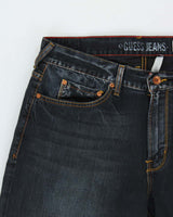 Vintage Y2K 00s Guess 'Cliff' Dark Stone Wash Denim Mid Rise Relaxed Leg Bootcut Jeans - W36 L33