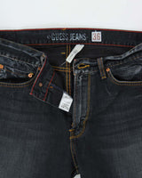 Vintage Y2K 00s Guess 'Cliff' Dark Stone Wash Denim Mid Rise Relaxed Leg Bootcut Jeans - W36 L33