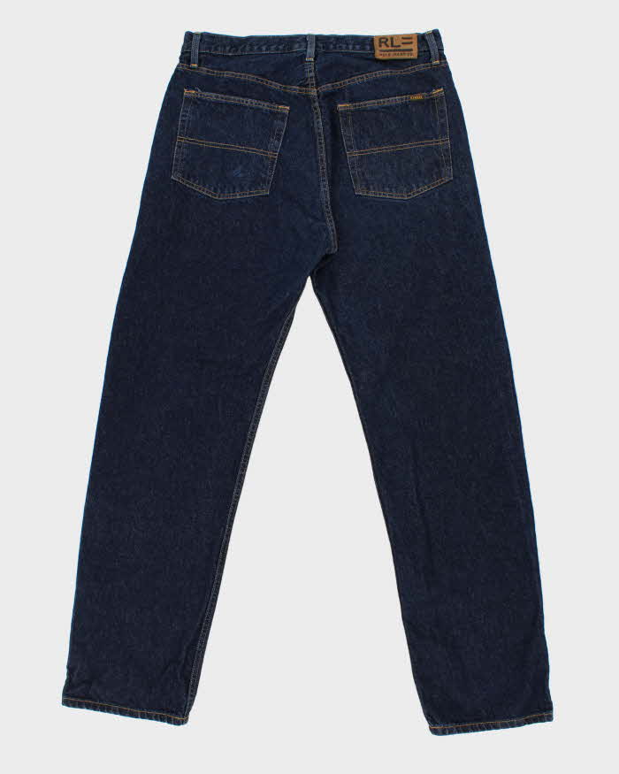 Vintage Y2K 00s Polo Jeans Ralph Lauren Raw Indigo Denim 'RL Easy Fit' Relaxed Staright Leg Jeans - W36 L34