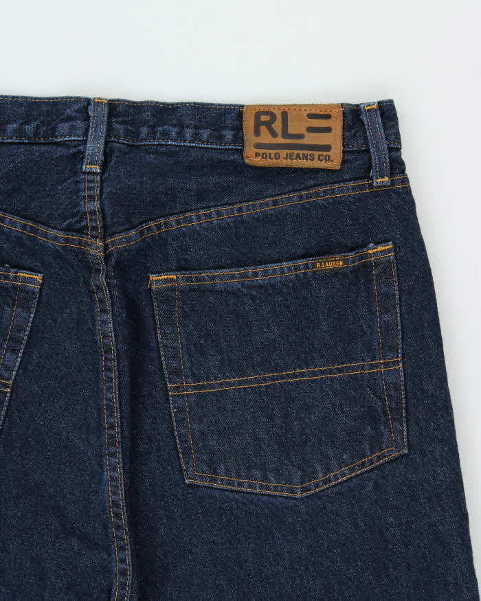 Vintage Y2K 00s Polo Jeans Ralph Lauren Raw Indigo Denim 'RL Easy Fit' Relaxed Staright Leg Jeans - W36 L34