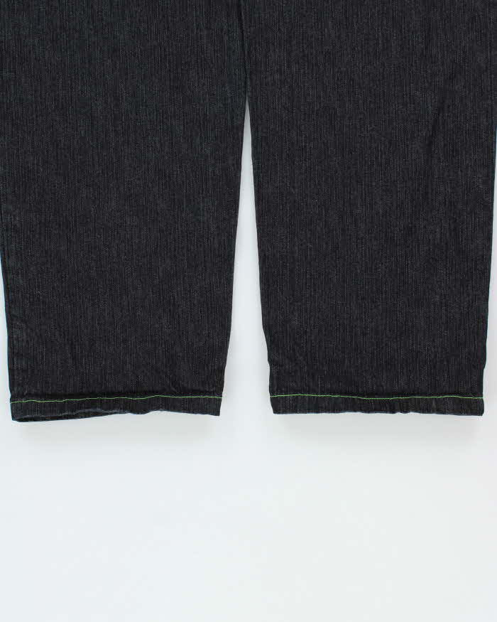 Vintage Y2K 00s Drunk Monkey Raw Indigo Denim Contrast Stitch Baggy Wide Leg Jeans - W34 L32