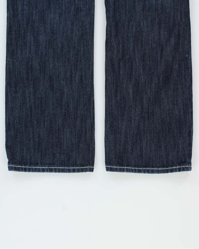 Vintage Y2K 00s Victorious Low Rise Embroidered Contrast Stitch Embellished Raw Denim Flap Pocket Straight Leg Jeans - W36 L32