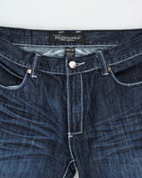 Vintage Y2K 00s Victorious Low Rise Embroidered Contrast Stitch Embellished Raw Denim Flap Pocket Straight Leg Jeans - W36 L32