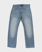 Vintage Y2K 00s For Him London Metallic Stone Wash Low Rise Flap Pocket Straight Leg Jeans - W34 L33