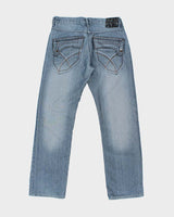 Vintage Y2K 00s For Him London Metallic Stone Wash Low Rise Flap Pocket Straight Leg Jeans - W34 L33