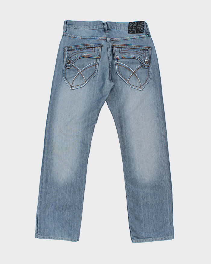 Vintage Y2K 00s For Him London Metallic Stone Wash Low Rise Flap Pocket Straight Leg Jeans - W34 L33