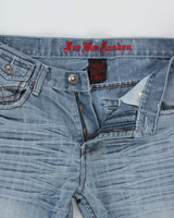 Vintage Y2K 00s For Him London Metallic Stone Wash Low Rise Flap Pocket Straight Leg Jeans - W34 L33