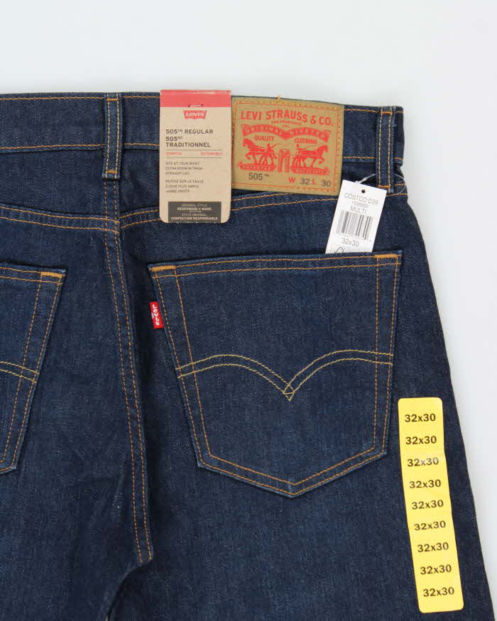 DSWT Levi's 505 Regular Mid Rise Raw Indigo Denim Straight Leg Jeans - W32 L30