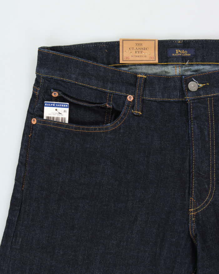 DSWT Polo Ralph Lauren Raw Indigo Denim Mid Rise The Classic Fit Straight Leg Jeans - W36 L30