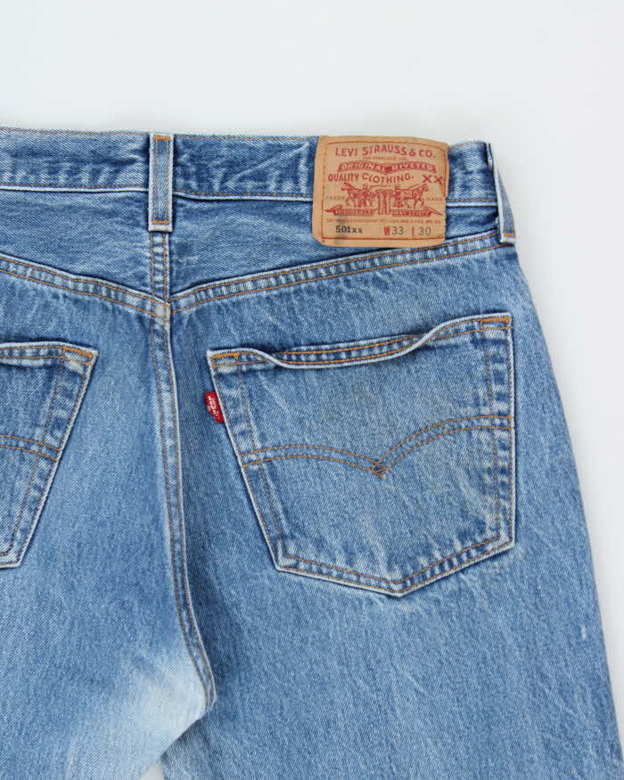 Vintage 1997 Levi's 501xx Red Batwing Made In USA Straight Leg Denim Jeans - W31 L27