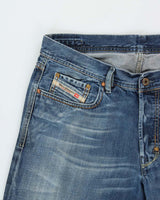 Vintage Y2K 00s Diesel 'Kuratt' Distressed Denim Low Rise Relaxed Straight Fit Jeans - W36 L32