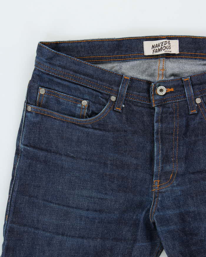 Naked & Famous Weird Guy Dirty Fade Japanese Roped Dyed Selvedge 14.5oz Denim Relaxed Slim Straight Leg Jeans - W33 L34
