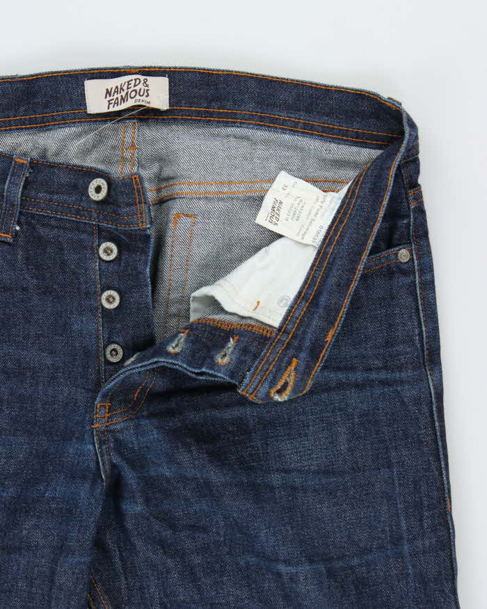 Naked & Famous Weird Guy Dirty Fade Japanese Roped Dyed Selvedge 14.5oz Denim Relaxed Slim Straight Leg Jeans - W33 L34