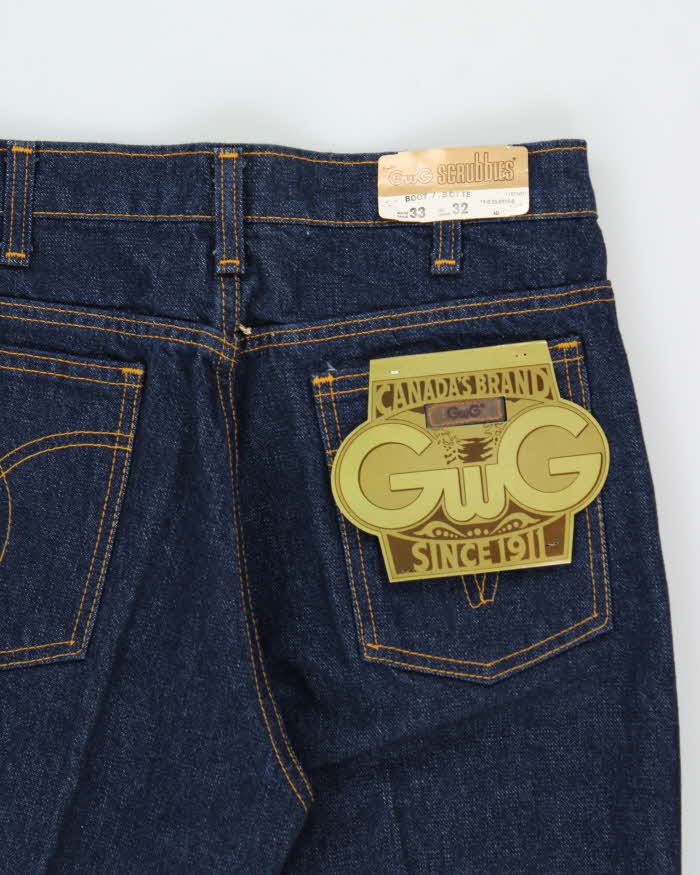 DSWT Vintage 1980s GWG 'Scrubbies' Raw Indigo Denim High Rise Bootcut Jeans - W32 L33