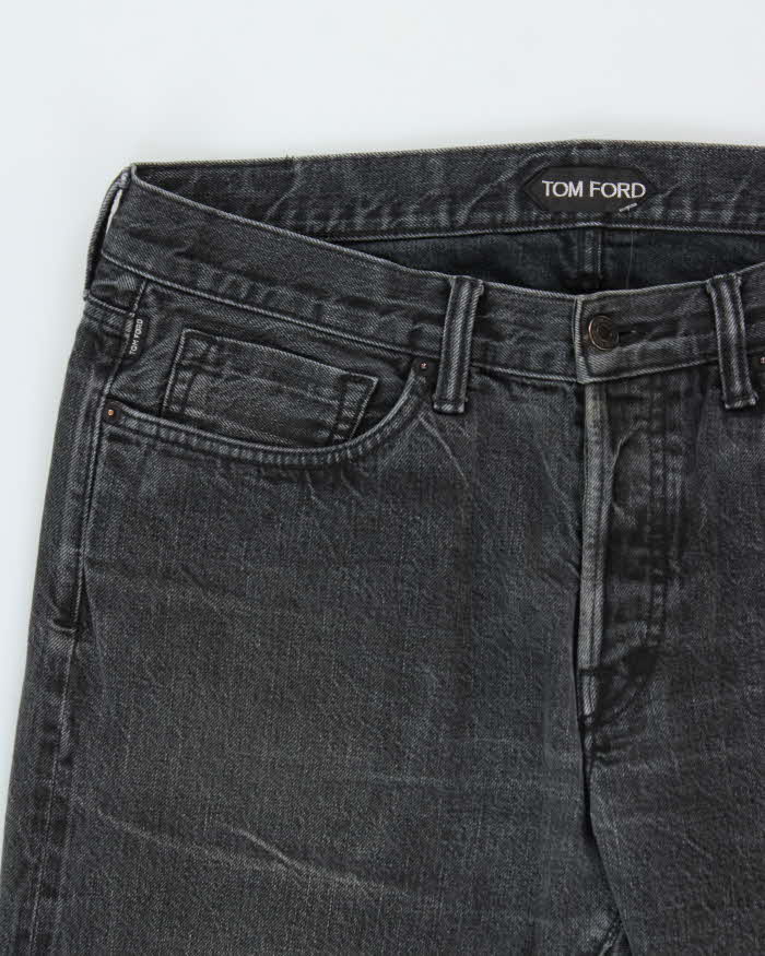 Tom Ford Black Made In USA Mid-Rise Straight Fit Selvedge Denim Jeans - W36 L30