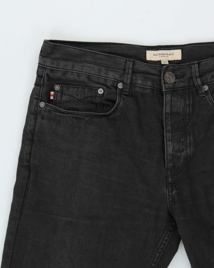 Vintage Burberry Black Mid-Rise Canvas Denim Relaxed Straight Leg Jeans - W32 L32