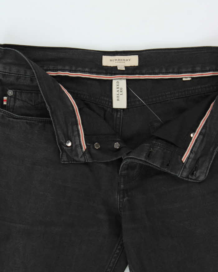 Vintage Burberry Black Mid-Rise Canvas Denim Relaxed Straight Leg Jeans - W32 L32