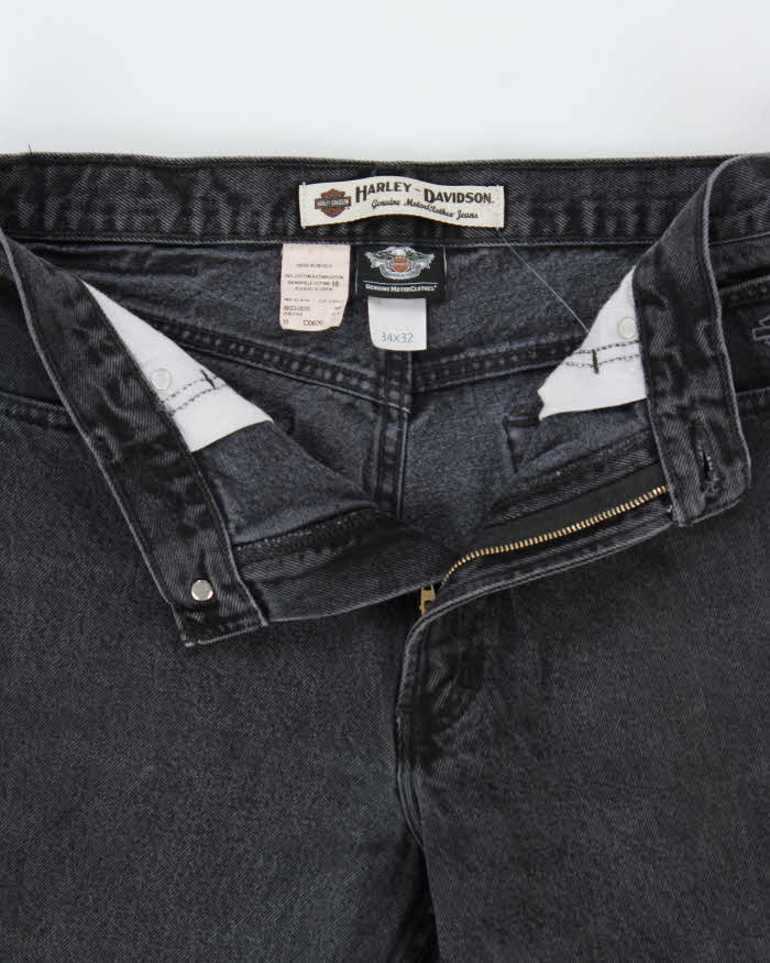 Vintage Harley Davidson Black Mid-Rise Straight Leg Denim Jeans - W34 L30
