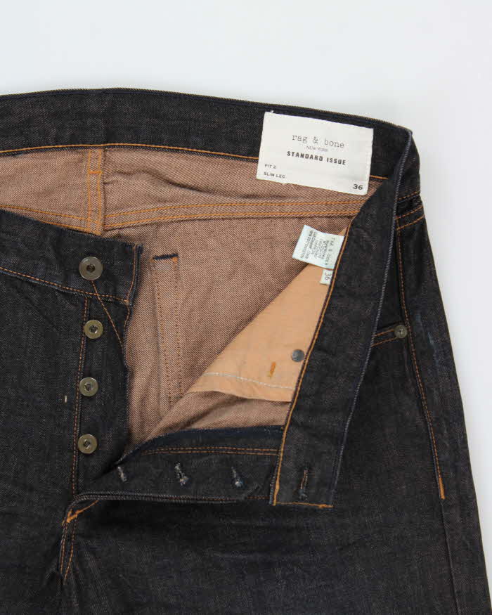 Rag &amp; Bone Standard Issue 'Harrow' Raw Indigo Denim Made In USA Slim Fit Jeans - W38 L32