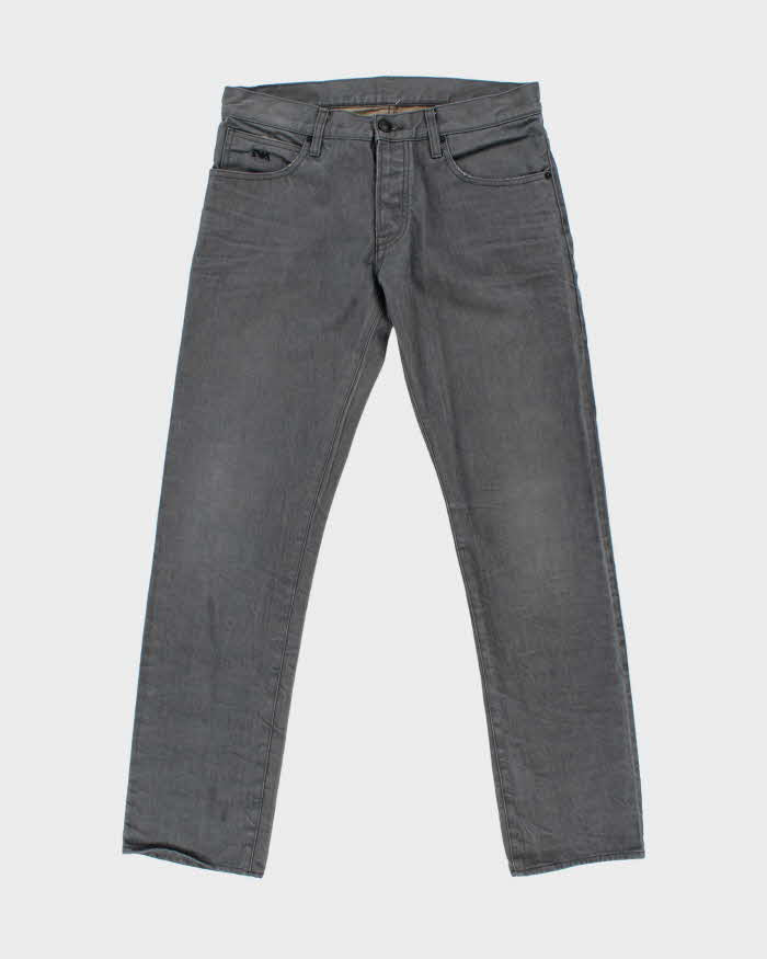 Emporio Armani Grey Low-Rise 'Jude Sexy Fit' Slim Straight Leg Denim Jeans - W34 L32