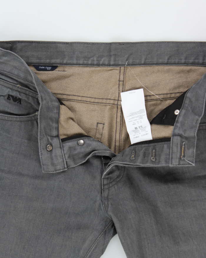 Emporio Armani Grey Low-Rise 'Jude Sexy Fit' Slim Straight Leg Denim Jeans - W34 L32