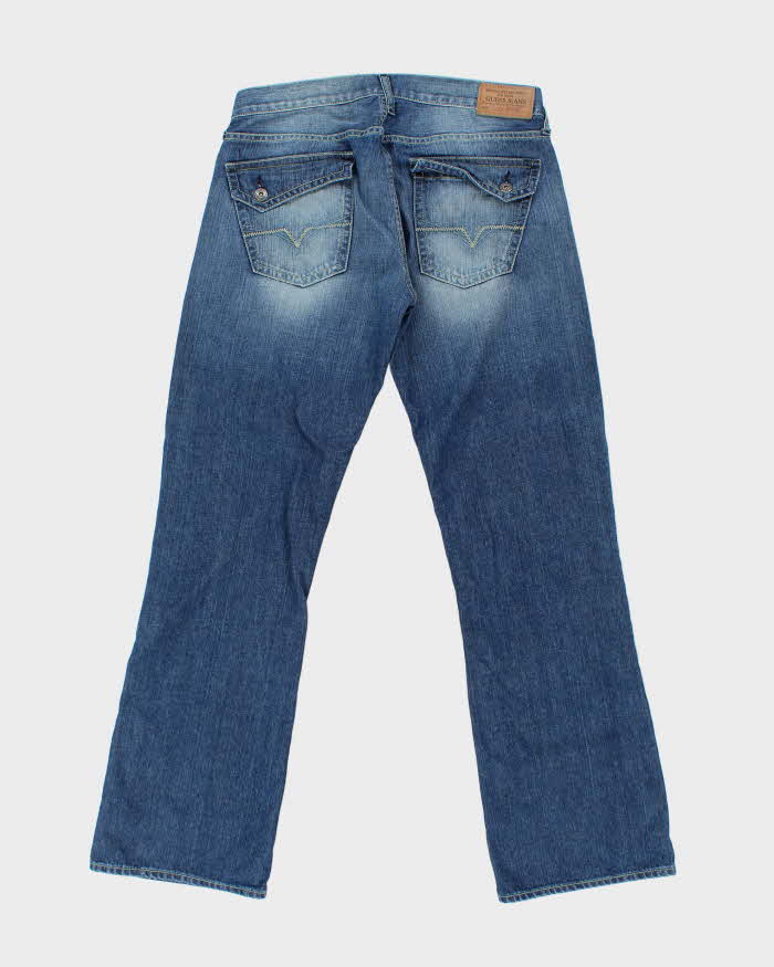 Vintage Y2K 00s Guess Low-Rise Falcon Distressed Denim Flap Pocket Bootcut Jeans - W34 L32