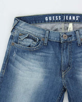 Vintage Y2K 00s Guess Low-Rise Falcon Distressed Denim Flap Pocket Bootcut Jeans - W34 L32