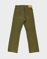 Vintage 1970s Lee Riders Olive Khaki Mid-Rise Canvas Denim Union Made In USA Talon Bootcut Jeans - W30 L32