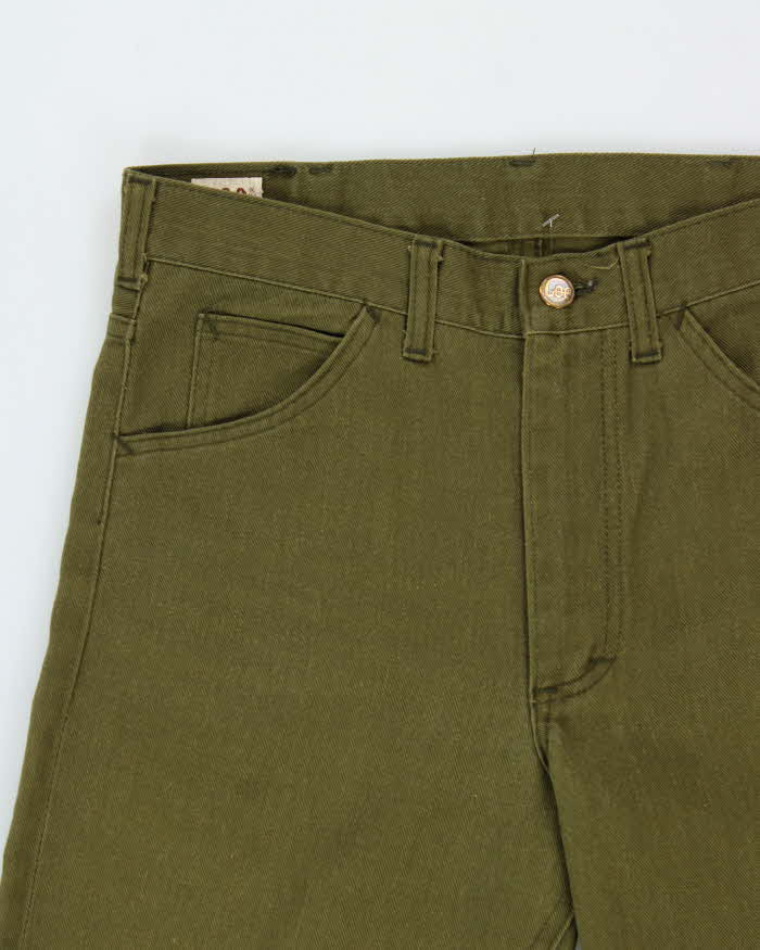 Vintage 1970s Lee Riders Olive Khaki Mid-Rise Canvas Denim Union Made In USA Talon Bootcut Jeans - W30 L32