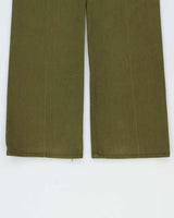 Vintage 1970s Lee Riders Olive Khaki Mid-Rise Canvas Denim Union Made In USA Talon Bootcut Jeans - W30 L32