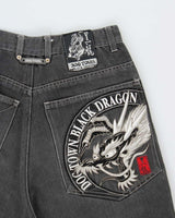 Vintage 1990s Dog Town Black Dragon Z Boys Embroidered Baggy Fit Wide Leg Skater Jeans - W30 L25